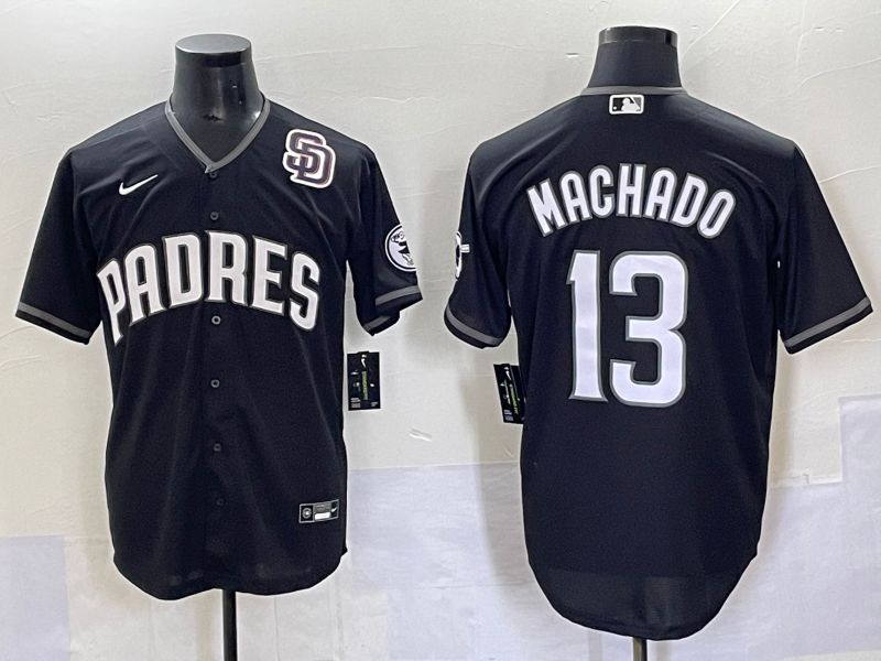 Men 2025 San Diego Padres #13 Machado Black Game Nike MLB Jersey style 7038